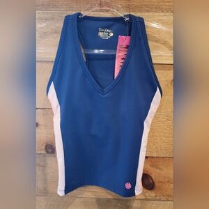 NWT Lilly Pullitzer Navy V-Neck Tank with Light Pink Side Panels
